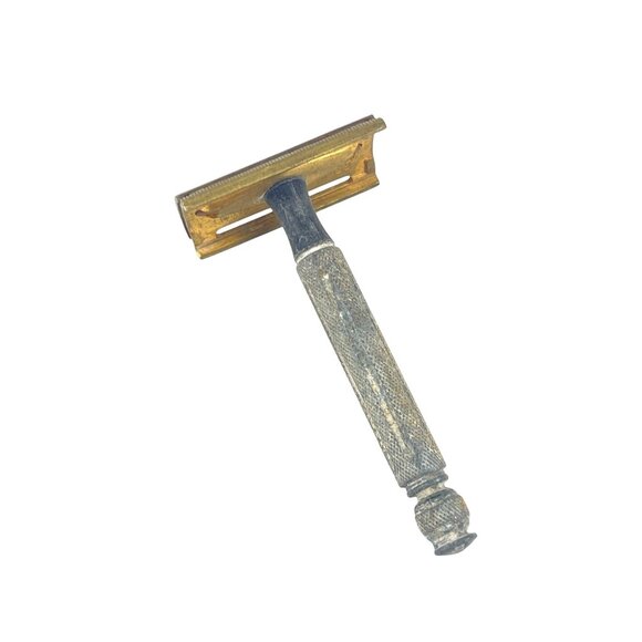 Vintage Double-Edge Safety Razor Old-Style Metal Handle Brass Head Grandpa Core - Picture 1 of 6